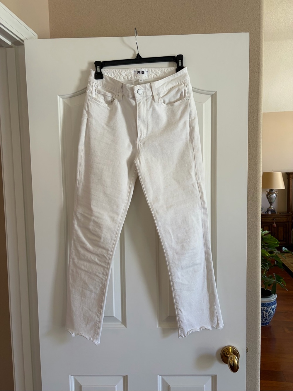 PAIGE White Cropped Straight-Leg Jeans